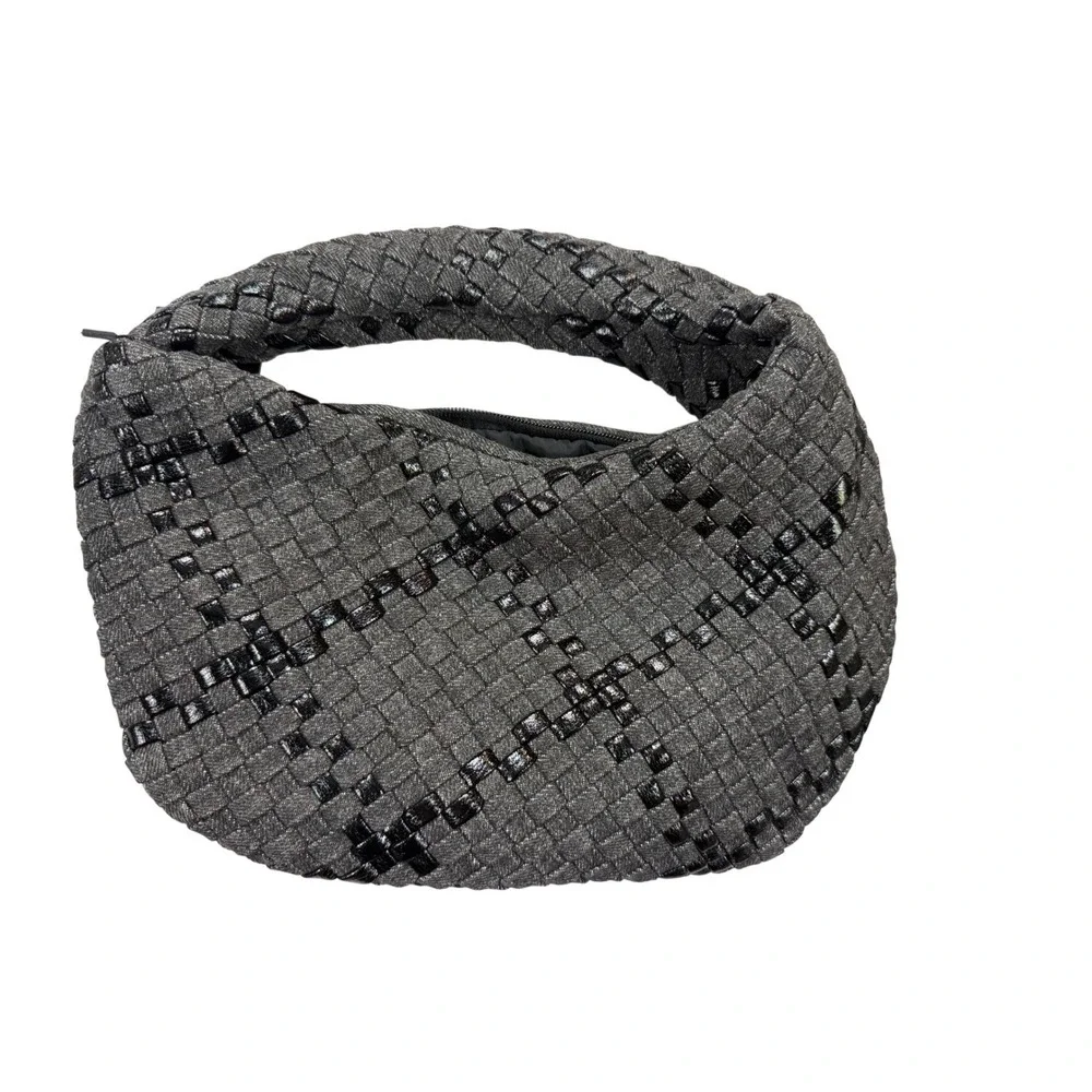 Haute‎ Shore Mini Hobo Bag Womens Small Grey Black NWT Woven Handbag